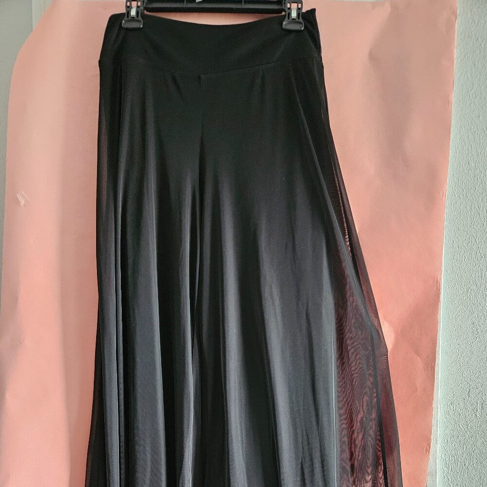 Db Established - Black Wide L Dress pants with Sheer Overlay size M.